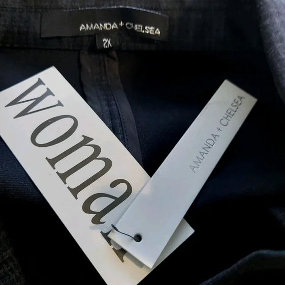 Amanda Chelsea Womens Jacket Size 2X Glencheck Grey Plaid Blazer 2 Button New - Picture 5 of 6